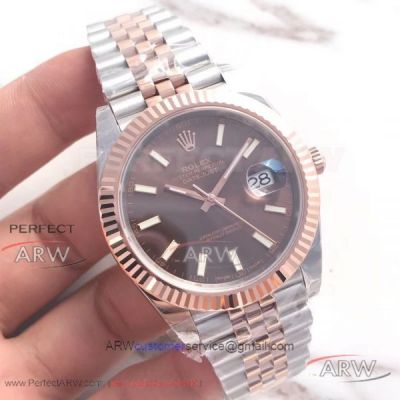 EW Factory Rolex Datejust II 41mm 126331 Black Dial 2-Tone Rose Gold Jubilee Band Swiss Cal.3235 Watch